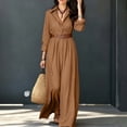 thumbnail image 6 of Aimik Women's Long Sleeve Button Down Maxi Shirt Dress Belted V-Neck Loose Fit Casual Flowy Maxi Dress, 6 of 6