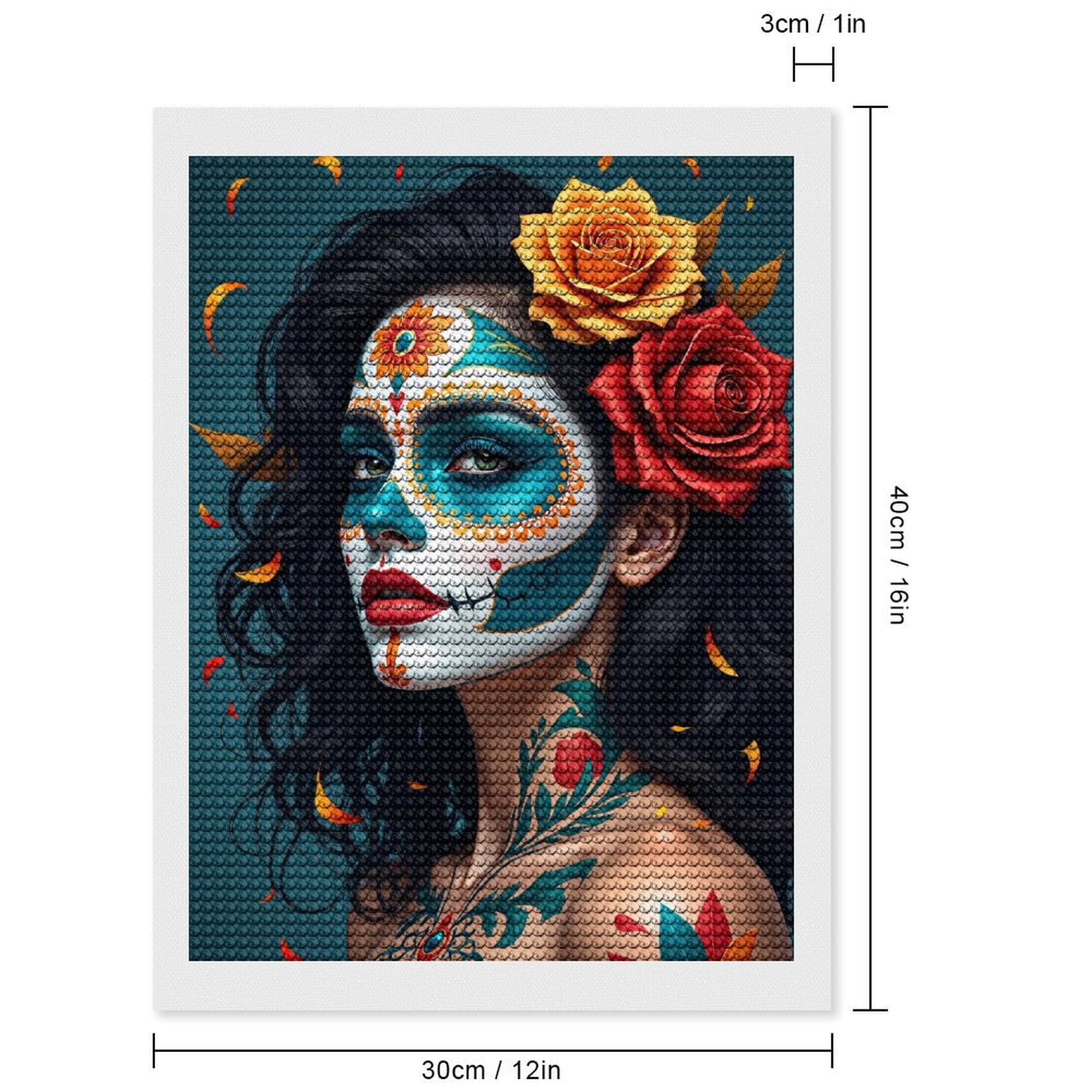 Diamond Art Kits for Adults, Beautiful Face Paint Art Woman 5D Diamond Painting Kits for Adults Beginners, DIY Full Drill Diamond Painting, Gem Art and Crafts 12x16