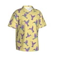 thumbnail image 2 of Hawaiian Shirt For Men, Green Purple Hummingbird Mens Button Down Short Sleeve Shirt, Summer Beach Shirts For Men, 2 of 2
