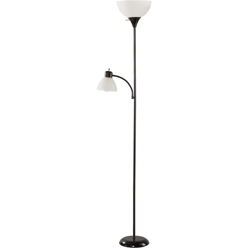 Mainstays Black Floor Lamp with Reading Light and CFL Bulbs, HW-F1219BK-CA  - Walmart.com