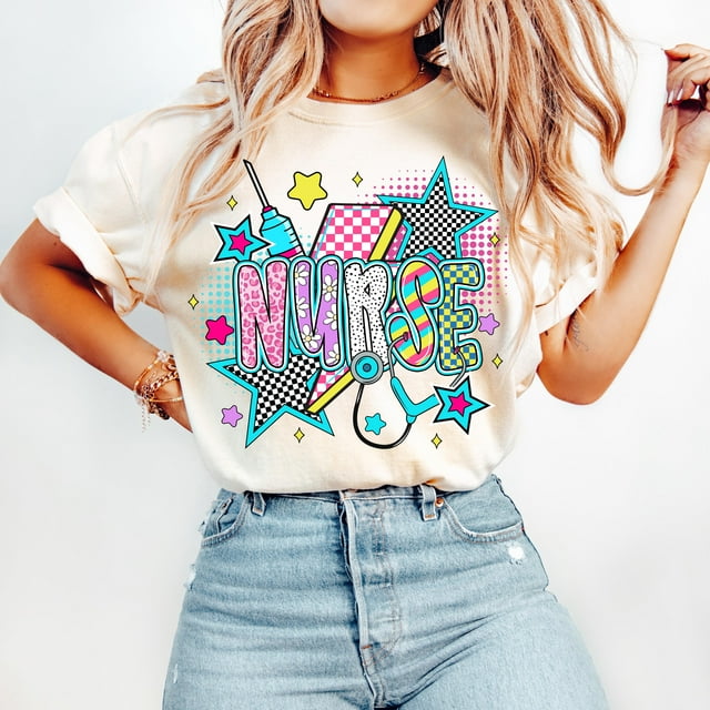 Retro Nurse PNG, Checkered Nurse Shirt Design, Nurse Life Sublimation PNG, Preppy Nurse Di - Pepper - L