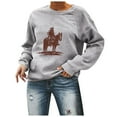 thumbnail image 2 of Jsaierl Womens Crewneck Sweatshirts Western Vintage Graphic Sweatshirt Top Long Sleeve Comfy Fall Pullover Oversized Sweatshirts, 2 of 9
