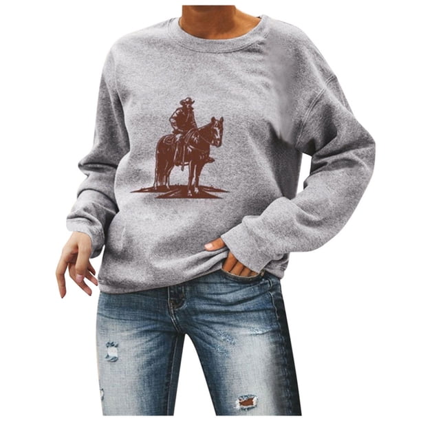 Otoño e invierno Mujer Impreso Jersey O-cuello Blusa de manga larga Tops Sudaderas Fridja FKASFK2861