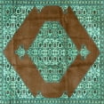 thumbnail image 1 of Ahgly Company Machine Washable Indoor Square Medallion Turquoise Blue Traditional Area Rugs, 7' Square, 1 of 4
