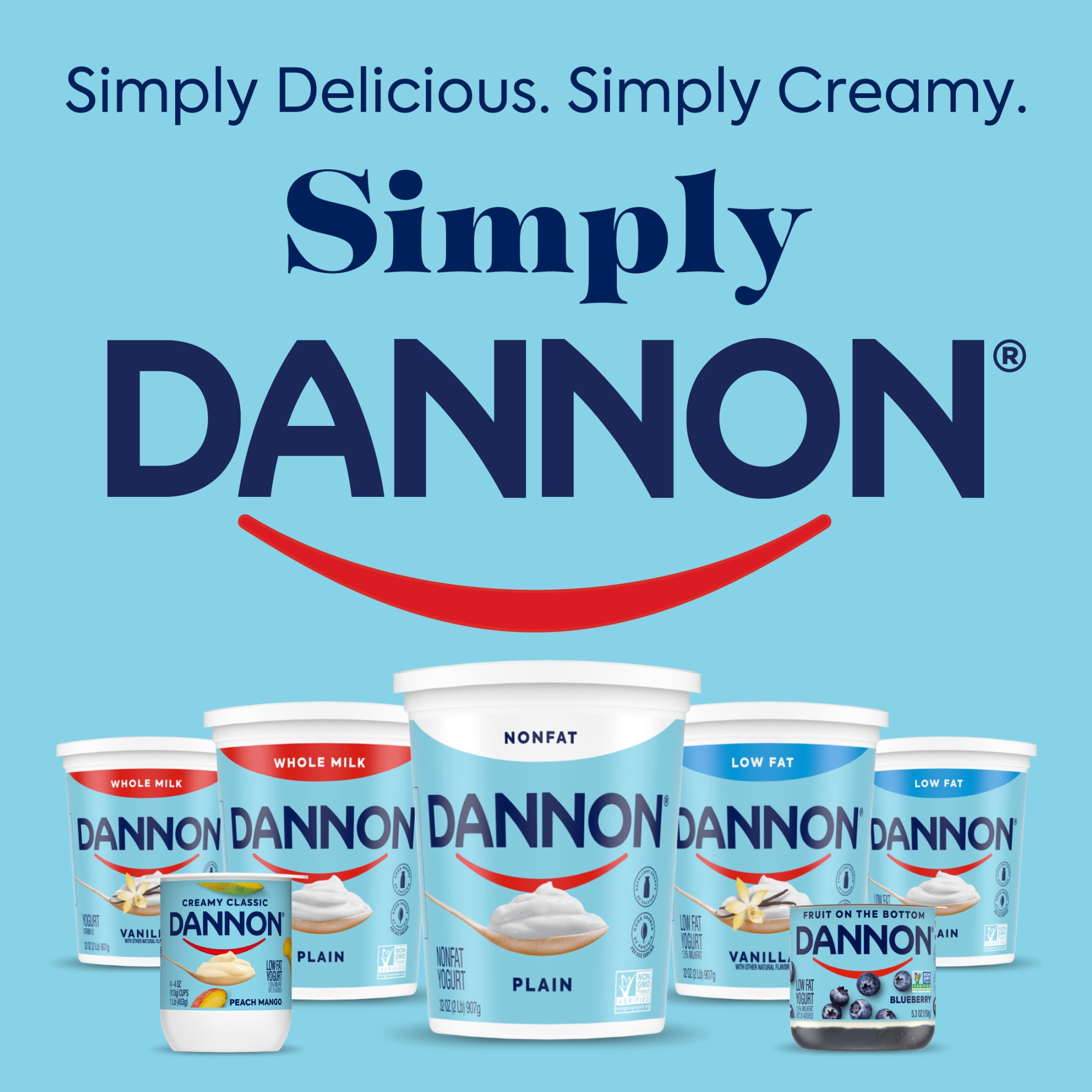 Dannon Plain Fat Free Yogurt, 32 oz Quart