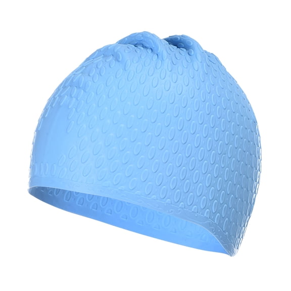 Uxcell Silicone Swim Caps Unisex Swimming Caps Bubble Textured Adult Swim Hats Blue