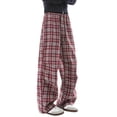 thumbnail image 3 of Men's Classic Plaid Pants Straight Leg Casual Trousers Pleated Front Relaxed Retro Red Pant, 3 of 6