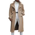 thumbnail image 2 of Clearance! Ogiraw Trench Coat Men Fashion Woolen Coat Autumn British Woolen Double Breasted Extended Coat Mens Trench Coat Long Winter Jackets for Men, 2 of 6