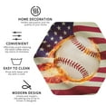 thumbnail image 3 of Easygdp Baseball Ball With Flag or Leather Coasters Set of 4 Coaster, Non-Slip, Heat Resistant for Home, Office, Kitchen (Round,Square,Octagon,Hexagon)-Hexagon, 3 of 6