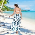 thumbnail image 7 of FORMRS Womens Long Sarong Beach Wrap Semi-Sheer Bikini Skirt Bathing Swimsuit Cover Up, Blue Mosaic Pattern, 7 of 7