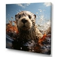 thumbnail image 2 of Designart "Swimming Otter Adventure" Animals Wall Art - Modern Blue Otter Bedroom Canvas Wall Art, 2 of 6