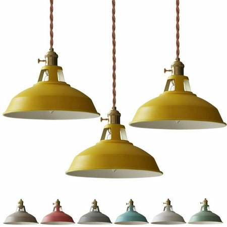 

FSLiving H Track Pendants Lighting Iron Art Iron Macaron Yellow Decoratefor Instant Pendant Light for Cabinet Kitchen Island Customizable Track Lighting Bulbs Not Included - 3 Lights