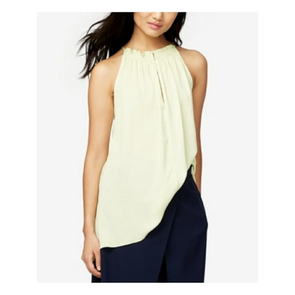 RACHEL ROY Womens Yellow Sheer Sleeveless Halter Top Size: XXL