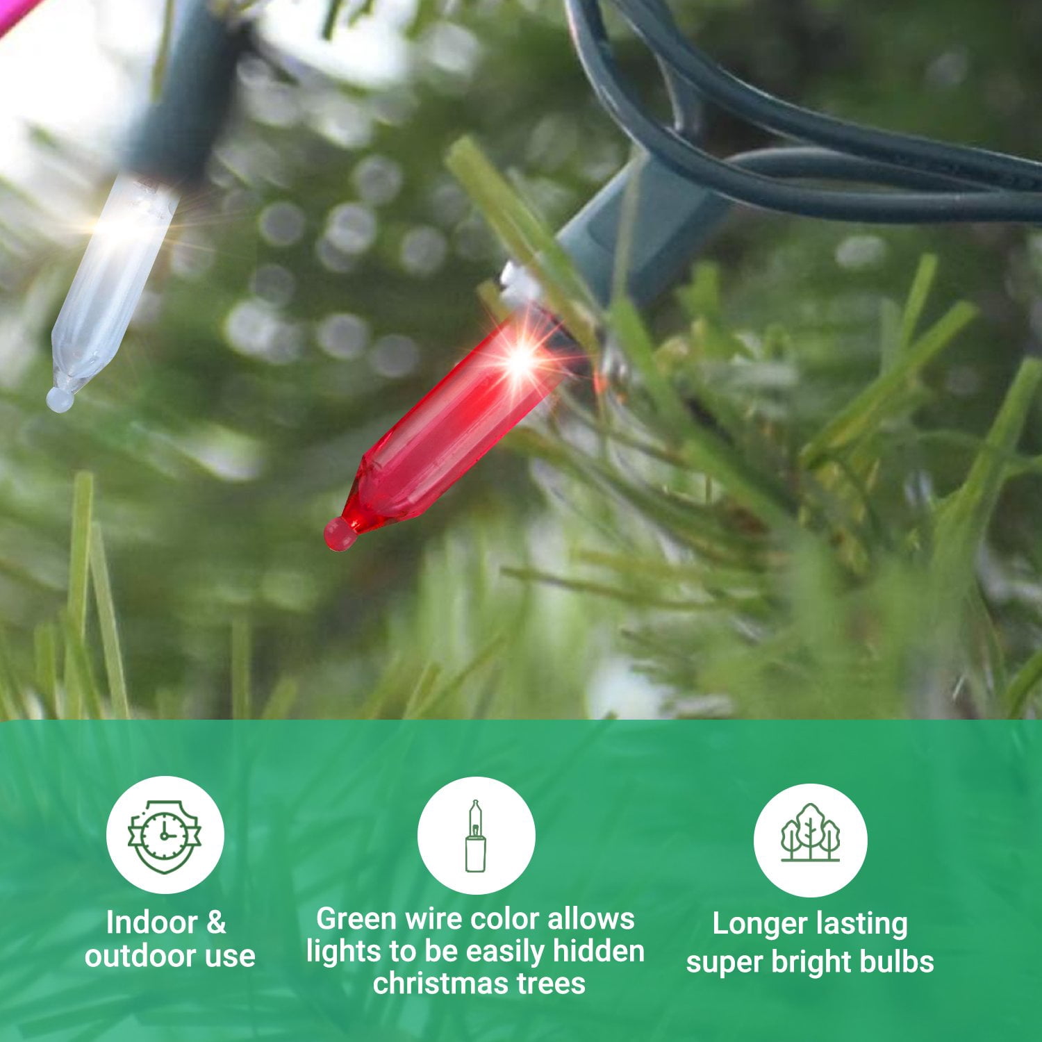 Christmas LED Random Twinkle Lights - 16 of 100 Bulbs Twinkle - LED Red & Cool White Christmas Tree Lights - Indoor Outdoor  24.75 Feet Light String, Sparkling Twinkling Holiday Decor