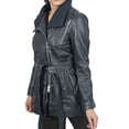 thumbnail image 7 of Boston Harbour Daniela Motorcycle Leather Jacket Women - Navy Blue Ladies Leather Jacket, 7 of 7