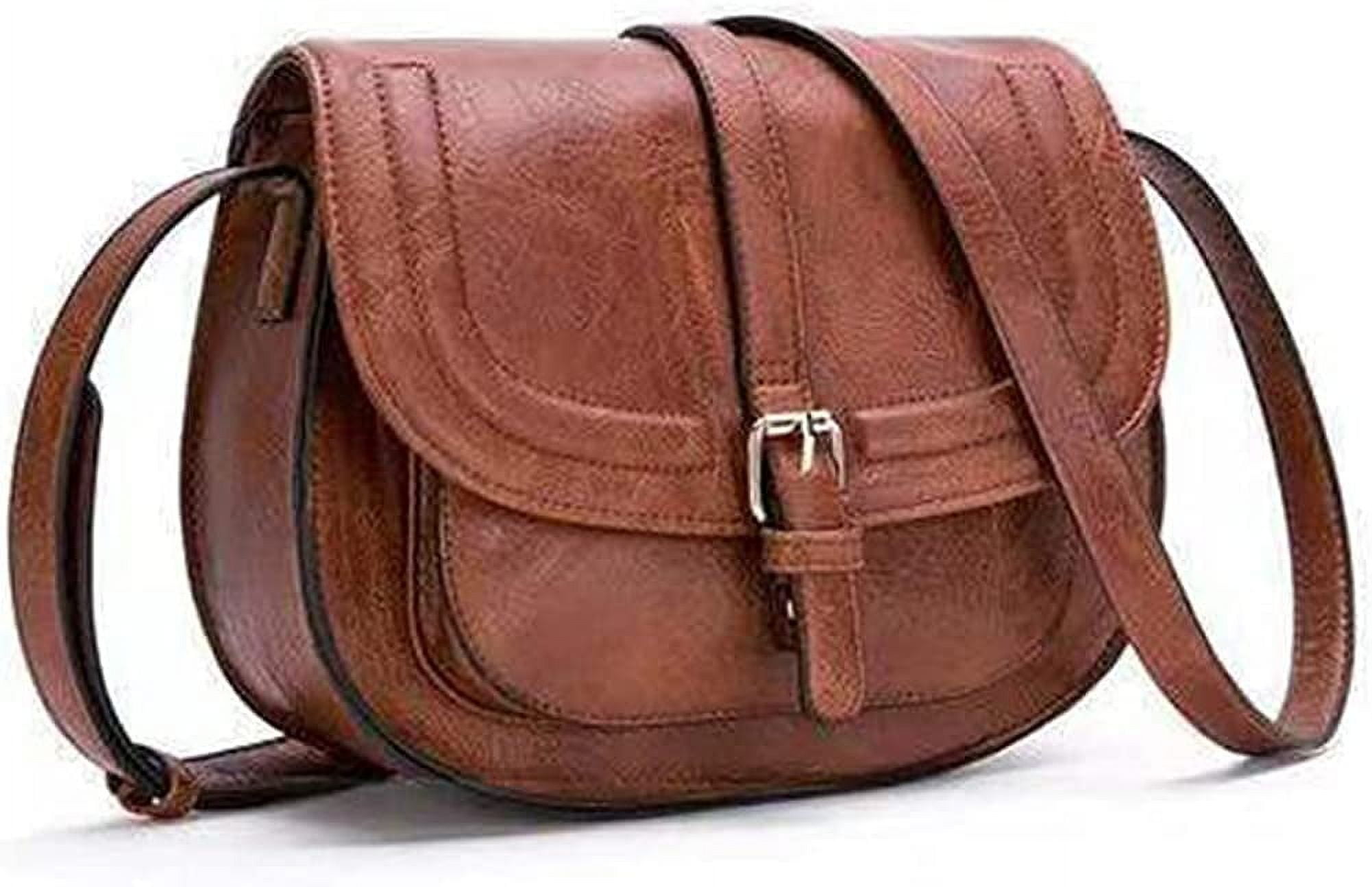 PIKADINGNIS Shoulder Bag for Women Leather Crossbody Purse Retro Satchel Handbag Lightweight Pocketbook