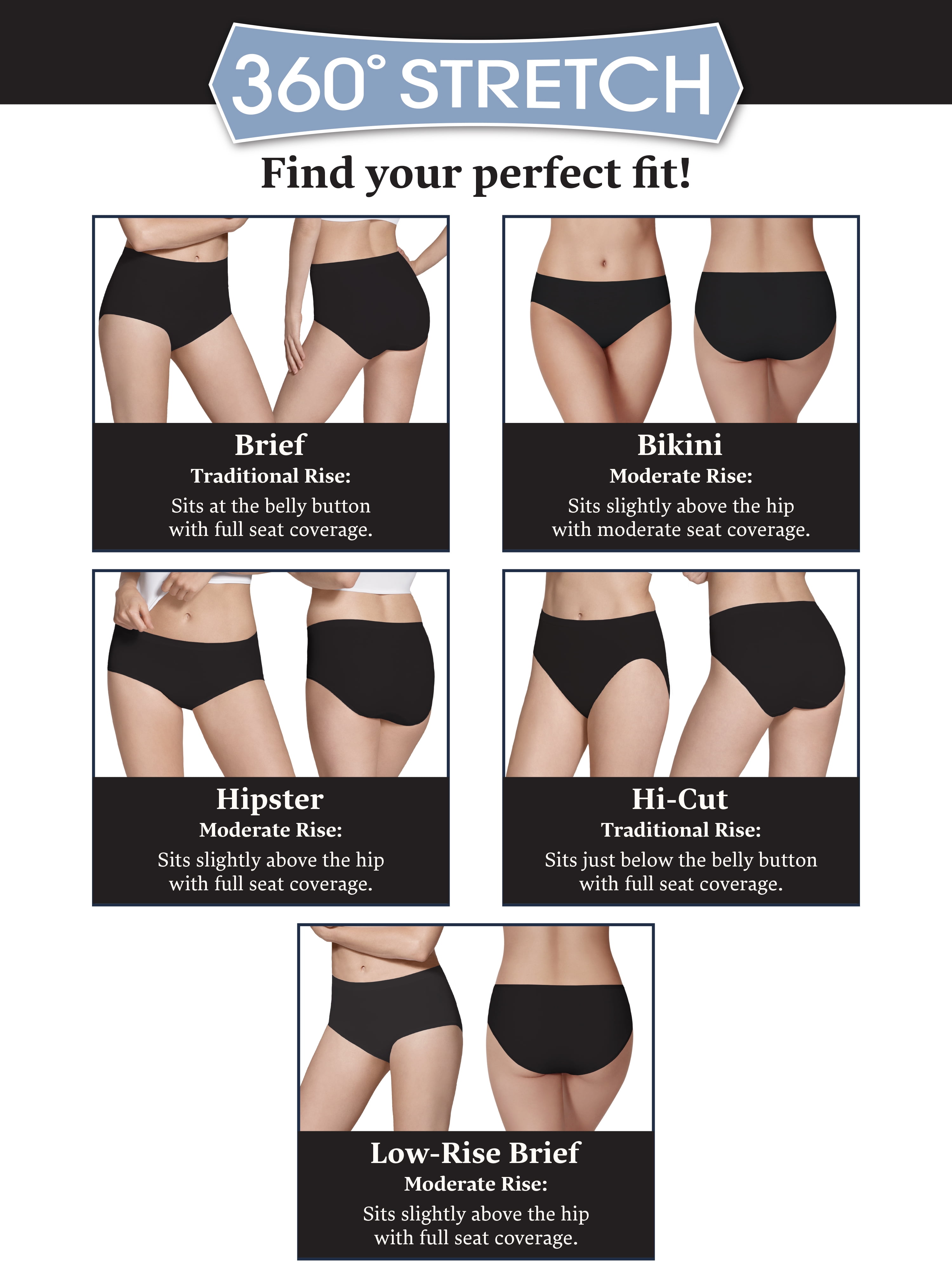 Women's Underwear, Cotton Stretch Panties 6-Pack, Sizes S-2XL