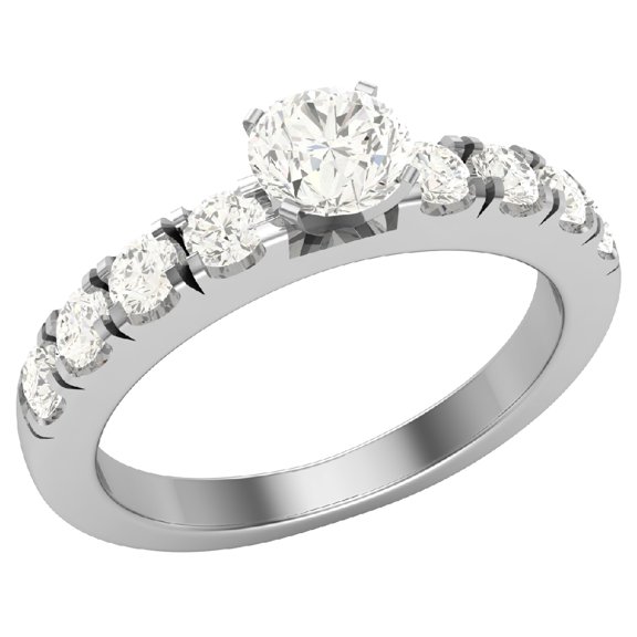 Engagement Rings For Women - Round Brilliant 14K White Gold 1.10 CT (K,I1) GIA Certificate