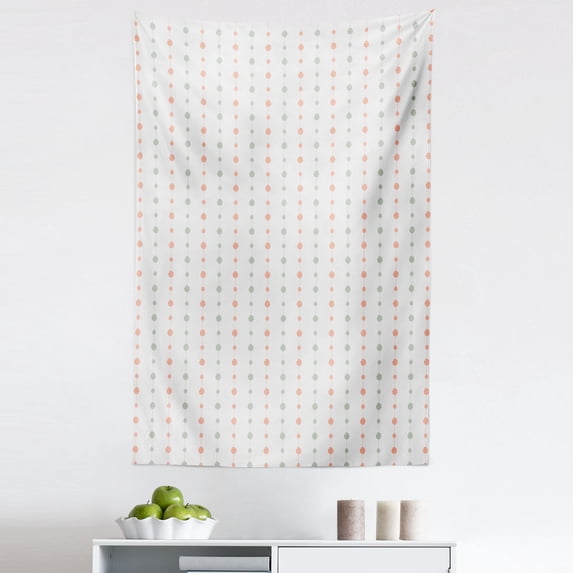 Abstract Tapestry, Simple Modern Pattern of Circles on Lines Necklace Look Print, Fabric Wall Hanging Decor for Bedroom Living Room Dorm, 5 Sizes, Pale Sage Green Pearl, by Ambesonne