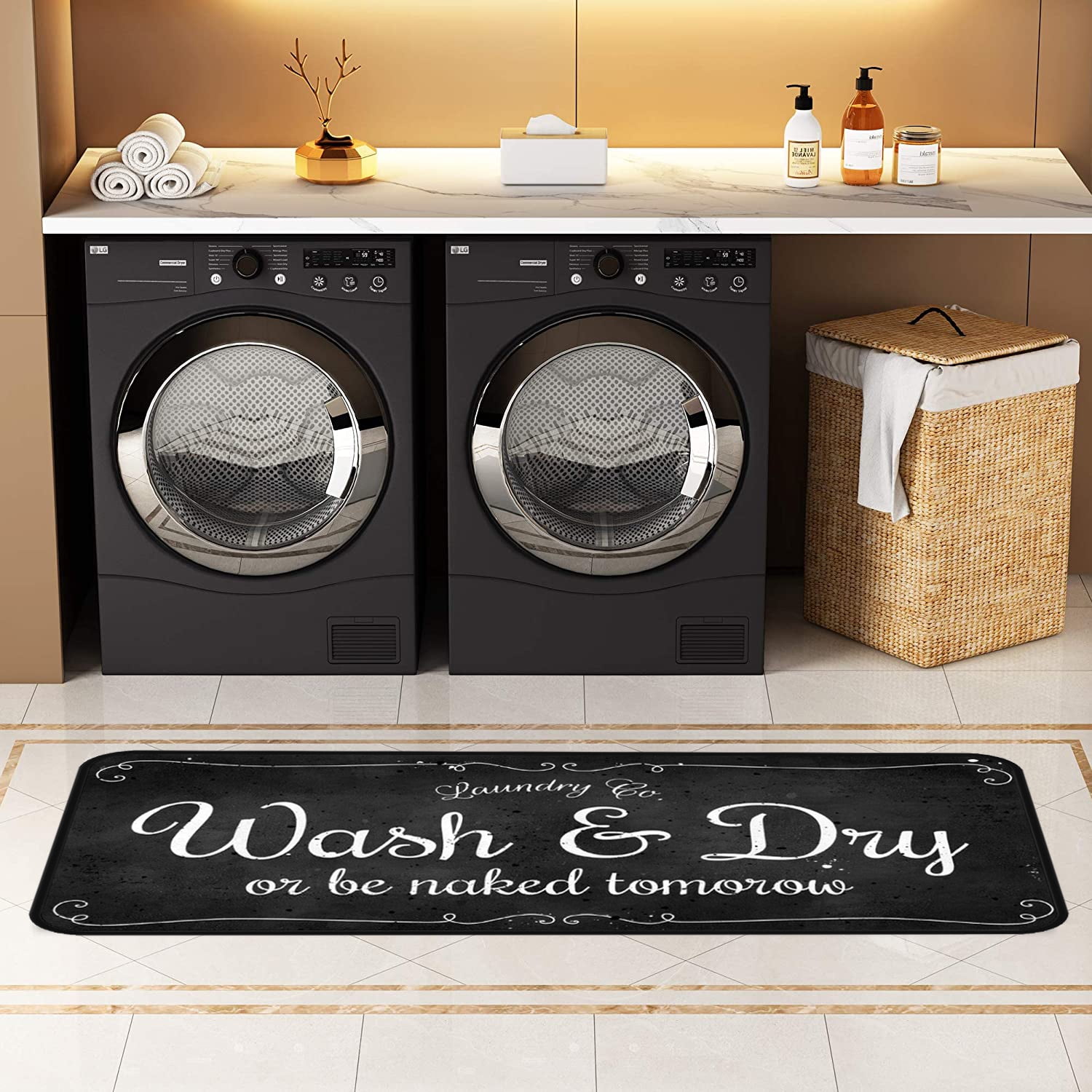 Laundry Room Long Rug Area Rug Non-Slip Floor Mat Waterproof Farmhouse Carpet for Kitchen 72" x 24"