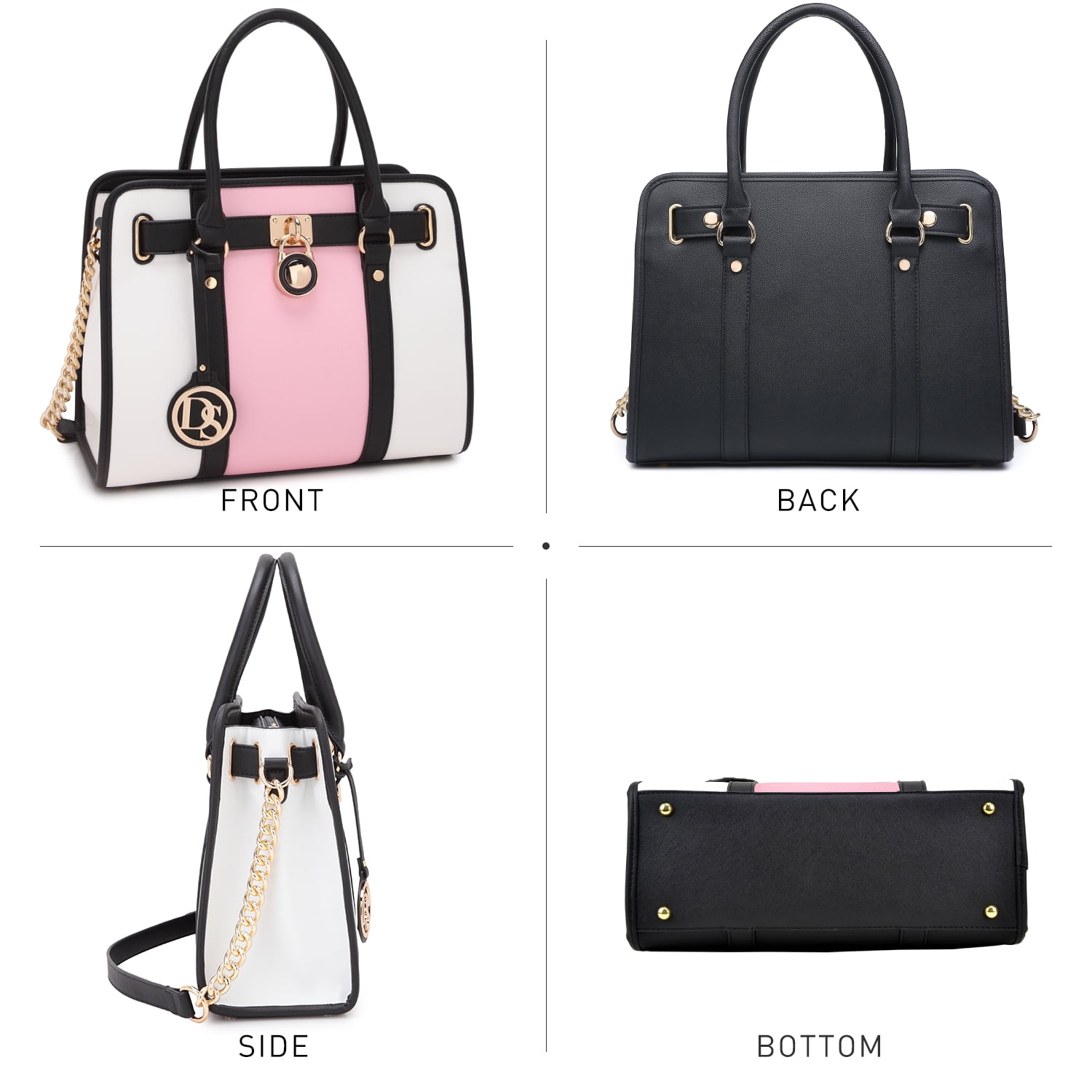 Dasein Women Handbags Purses Two Tone Satchel Bags Top Handle Shoulder Bags Work Tote with Matching Wallet