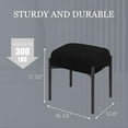 thumbnail image 2 of PROHIKER Vanity Stool Chair Faux Fur, 16.3" L x 12.8" W x 17.3" H Soft Ottoman, Makeup Chair Bench Furry Padded Seat with 4 Metal Legs, Footstool Multifunctional Chairs for Bedroom Living Room, Black, 2 of 9