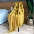 thumbnail image 5 of Knitted Throw Blanket with Tassels Bubble Textured Lightweight Throws for Couch Cover Home Decor (Caramel, 50x60), 5 of 5