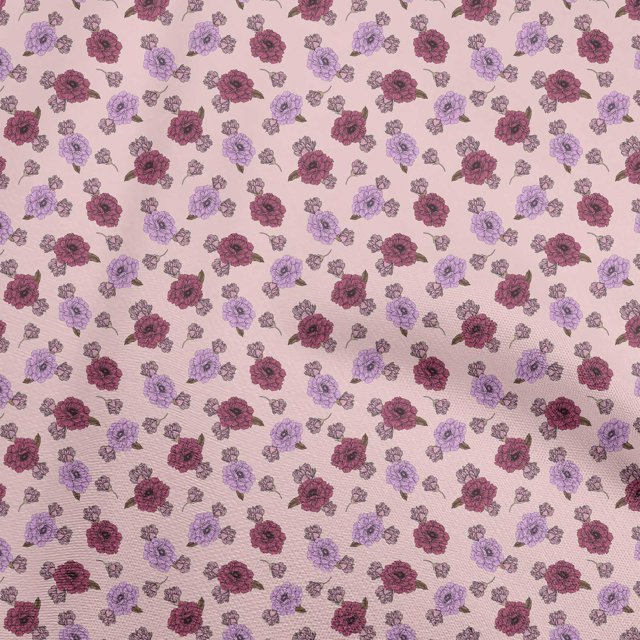 oneOone Cotton Poplin Light Pink Fabric Floral Craft Projects Decor Fabric Printed By The Yard 56 Inch Wide
