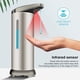 thumbnail image 3 of Dispensador automático de jabón de acero inoxidable, dispensador de desinfectante sin contacto con sensor infrarrojo, interruptor ajustable y base impermeable (plateado), 3 of 5