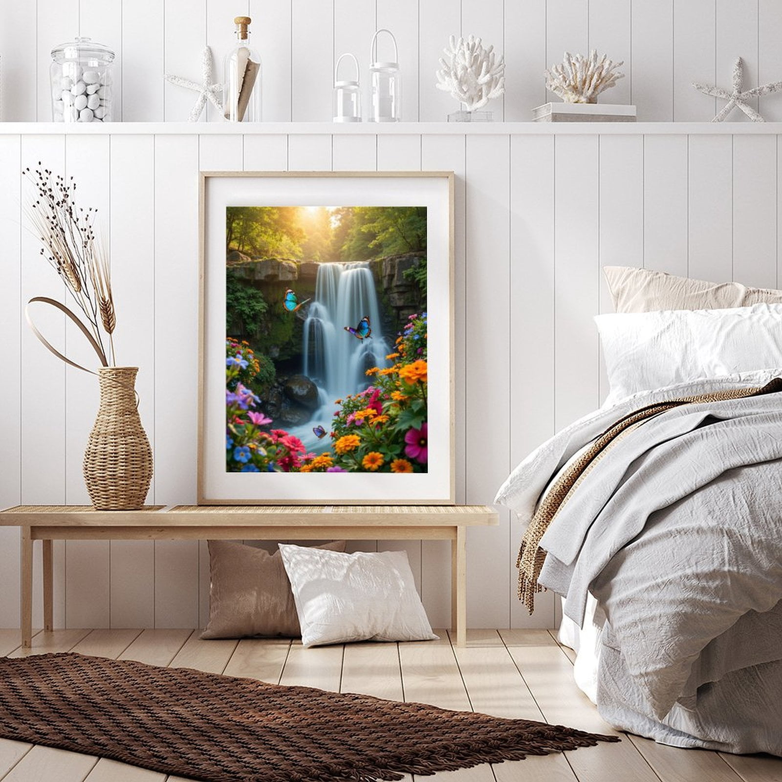 Diamond Art Kits for Adults - 5d Waterfall Butterflies Floral Paradise Diamond Painting for Adults, Diamond Art for Adults Beginners, Diamond Painting Kits for Adults for Home Wall Decor
