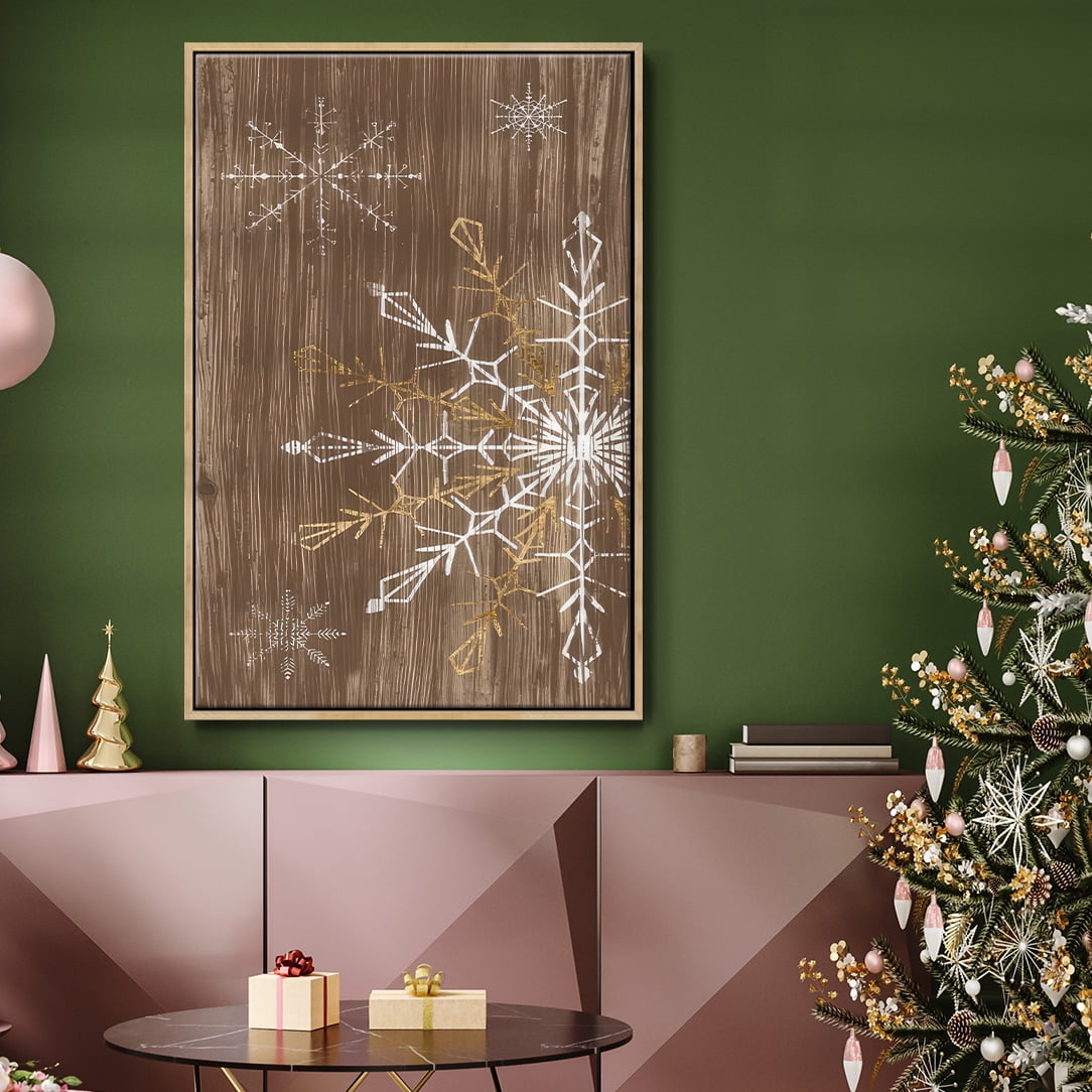 Barnwood Wonderland Collection B - Framed Gallery Wrapped Holiday Canvas - 17 x 25 - Natural Wood Frame