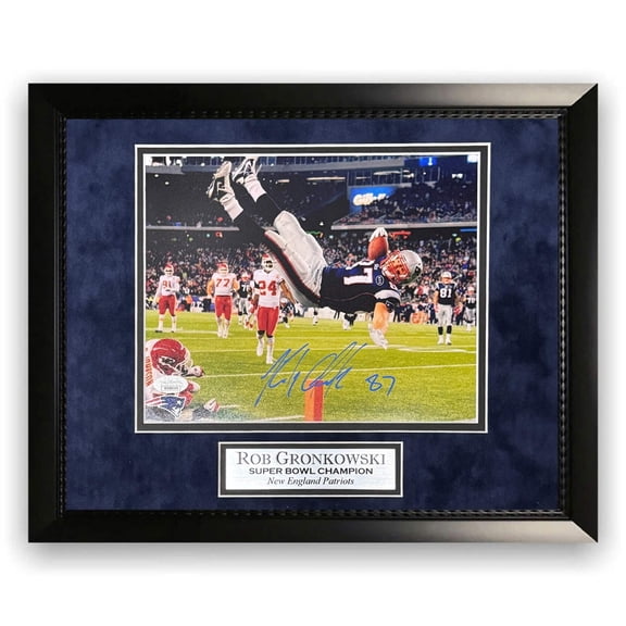 Rob Gronkowski Patriots Autographed 8x10 Photo Framed to 11x14 JSA