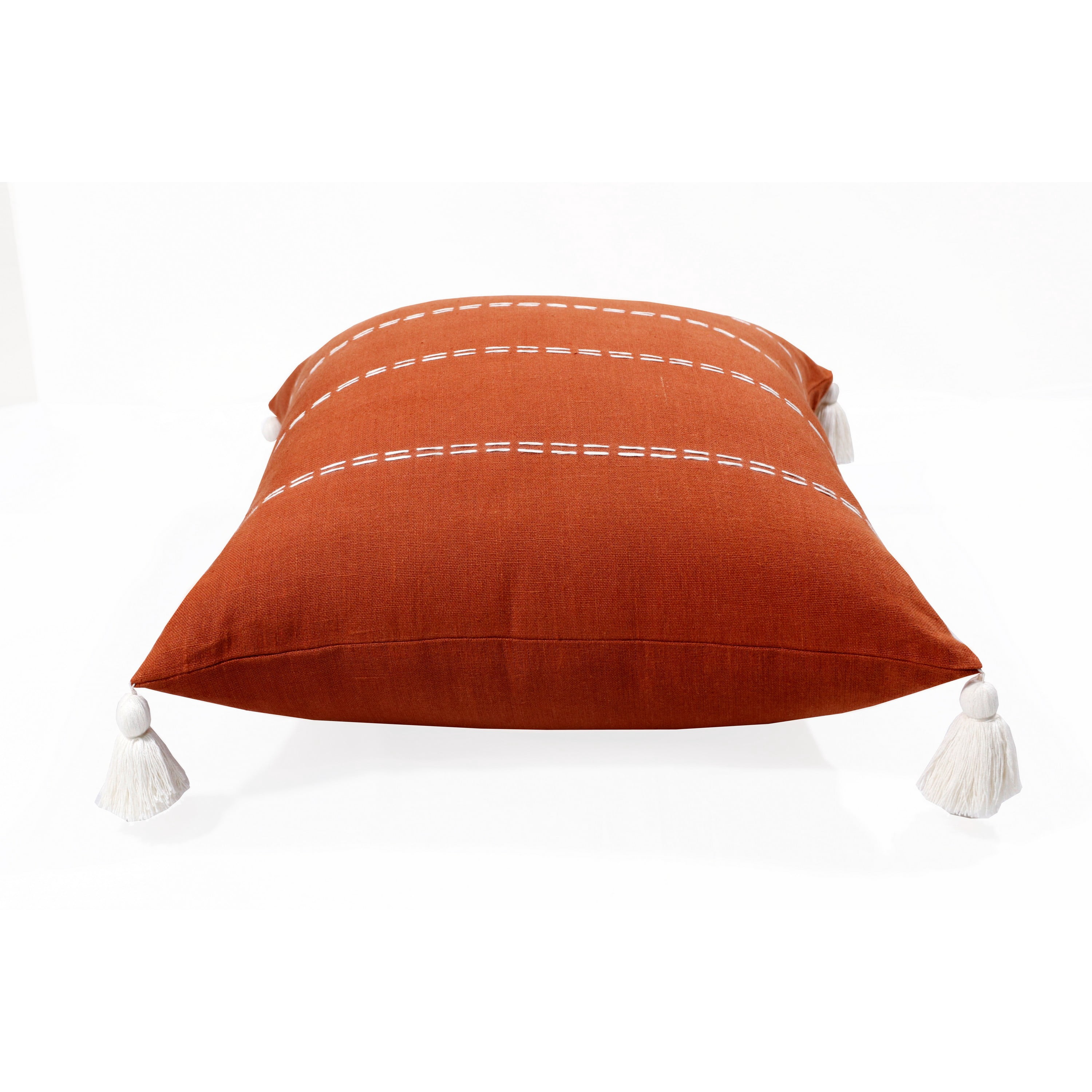 Harlow Hill Faye 20" x 20" Rust Striped Linen Adult Decorative Throw Pillow Cover