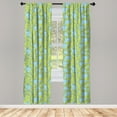 thumbnail image 4 of Ambesonne Leaves Window Curtains, Cartoon Curlicue Branches, Each 28" W x 84" L, Blue Yellow Green, 4 of 4