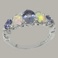 thumbnail image 2 of LBG British Made 925 Sterling Silver Natural Tanzanite & Opal Womens Band Ring - 33 size options - Size 10.5, 2 of 6