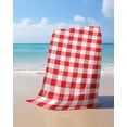 thumbnail image 4 of Red White Plaid Beach Towels Oversized Super Absorbent, Modern Farmhouse Buffalo Check Gingham Lightweight Bath Towel Quick Dry Sets For Bathroom/Pool/Rv Camping/Beach Play/Gym Room/Picnic 30"x60", 4 of 8