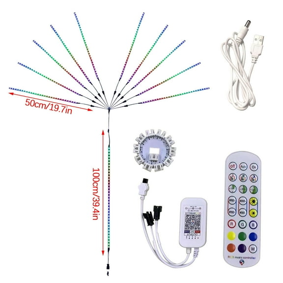 Coollooc LED Firework Lights 60 inch for Home Decor USB Powered,App Control LED Strip with Remote, Customize Multicolor Modes,Starburst Wall Lamp for Bedroom,Party,Holiday Decor,16 Million Colors