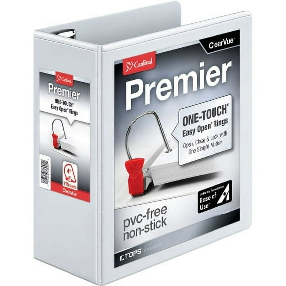 Cardinal EasyOpen Clearvue Slant D-Ring Binders 4" Binder Capacity - Letter - 8 1/2" x 11" Sheet Size - 775 Sheet Capacity - 3 3/5" Spine Width - 3 x D-Ring Fastener(s) - 2 Inside Front & Back Pocket(