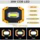 thumbnail image 3 of Reflector LED recargable 30W 2000LM Reflector para sitio de construcción Luz de trabajo 3 modos Linterna portátil Reflector LED USB para camping, sitio de construcción, garaje, taller (1 paquete), 3 of 5