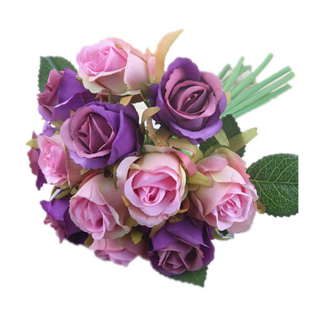 Rosa Sosteniendo Flores Ramo Novia Accesorios de Fotografía de Boda Flores Falsas Artificiales 12 Piezas
