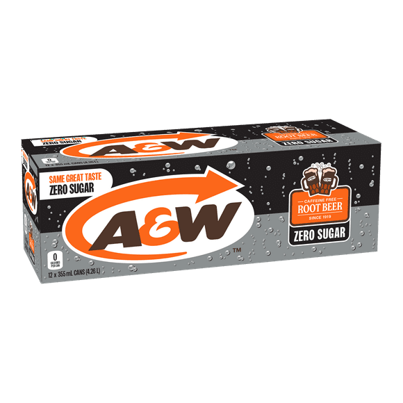 A&W Zero Sugar Root Beer® 355mL Cans, 12 Pack, 12 x 355 mL