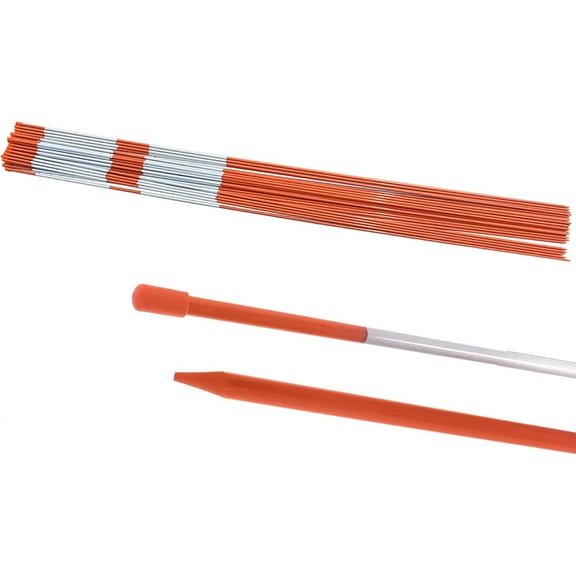 100 Pack Orange Fiberglass Driveway Markers 6 FT 5/16 Dia Snow Stakes with Reflective Tape for Easy Visibility at Night