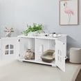 thumbnail image 4 of Costway Arenero para Gatos Casita-Mesita de Noche para Animales con Dobles Puertas y Ventanas Entrada Casita Decorativa Blanco81 x 53 x 49 cm, 4 of 9