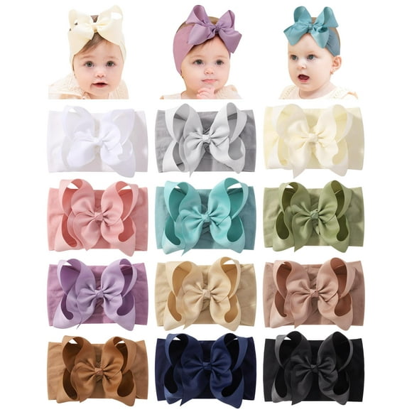 12 diademas de nylon con lazos para bebé Doboi, paquete de 12