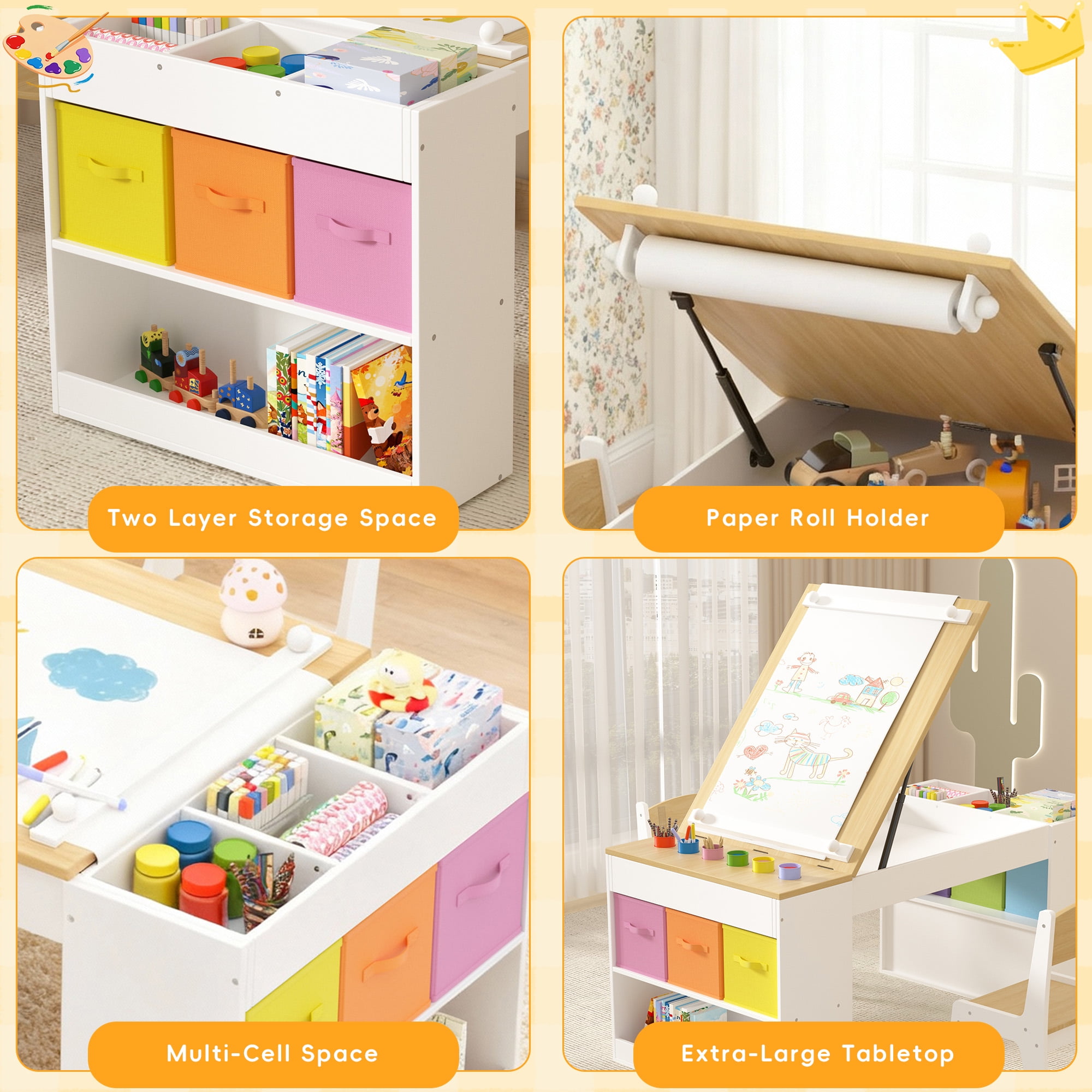 Reasea Kids Adjustable Activity Table and Chair Set,Kids Activity Center