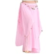 thumbnail image 2 of 35.4in 120D Chiffon Women's Belly Dance Skirt with Coins,Pink, 2 of 8