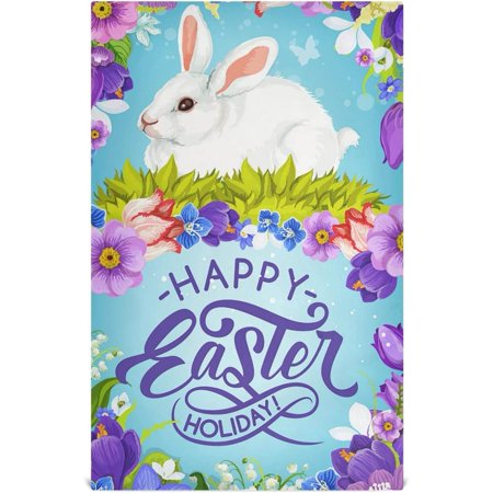 

Easter Bunny Holiday Kitchen Tea Towels Set of 6 Absorbent Hand Dish Towels Purple Flower Dishcloths Lint-Free 18x28 Inch Fast Drying for Cooking Baking Home Clean