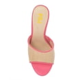 thumbnail image 3 of FSJ Women Open Toe Woven Wide Strap Slide Sandals Slip on High Spool Heel Mules Backless Shopping Daily Dressy Shoes Size 14 Pink, 3 of 4