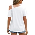 thumbnail image 4 of Camiseta con hombros descubiertos para mujer, Top informal de verano tipo holgado a la moda para uso diario, 4 of 6
