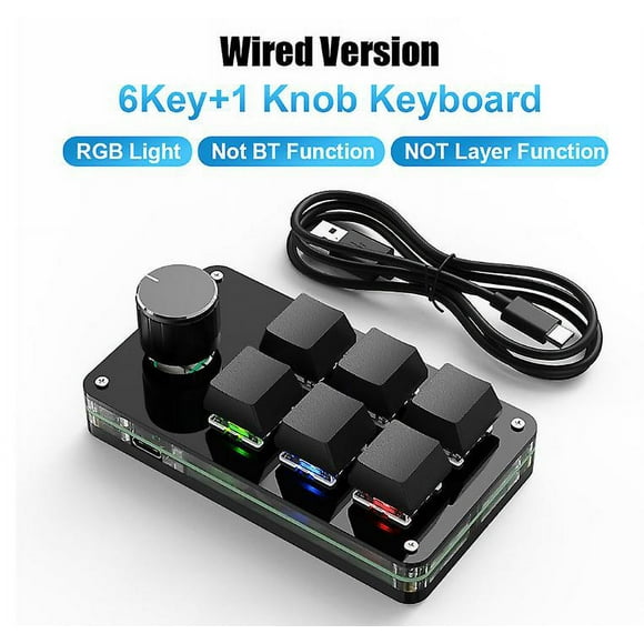 Mini Macro Mechanical Gaming Keyboard, One-hand 6-key Usb Pc Keyboard With Button, Programmable Shortcut Custom Function, For Windows, For Vista